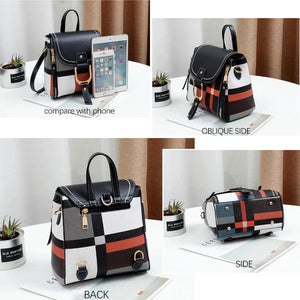 Plaid Lady Shoulder Bag Square PU Single or Double Strape Handbag