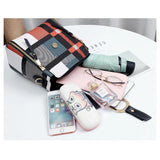 Plaid Lady Shoulder Bag Square PU Single or Double Strape Handbag