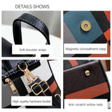 Plaid Lady Shoulder Bag Square PU Single or Double Strape Handbag