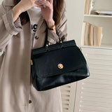 Large Solid Messenger Bag for Women Portable Crossbody Work Briefcase