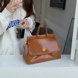 Large Solid Messenger Bag for Women Portable Crossbody Work Briefcase