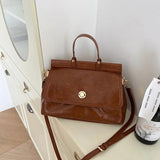 Large Solid Messenger Bag for Women Portable Crossbody Work Briefcase