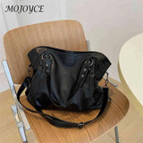 Women Big Size PU Leather Hobos Crossbody Bag Casual Retro Travel Tote Bag