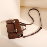 Japanese Casual Messenger Bag for Women PU Leather Square Tote