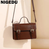 Japanese Casual Messenger Bag for Women PU Leather Square Tote