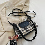 Vintage Weaving Shoulder Bag Square Messenger Crossbody Bag for Women