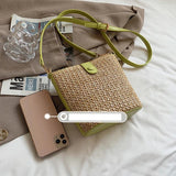 Summer Straw Woven Bucket Crossbody Bag for Women