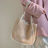 Straw Woven Handbag Tote Large-capacity Shoulder Beach Bag