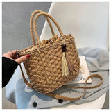 Straw Bucket Crossbody Bags for Women - Summer Handbags Tassel Shoulder Bags