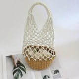 Hollow Fishnet Weaving Beach Straw Women Shoulder Bag