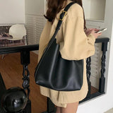 Women Bucket Shoulder Bags Pu Leather Large Capacity Composite Bag
