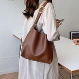 Women Bucket Shoulder Bags Pu Leather Large Capacity Composite Bag