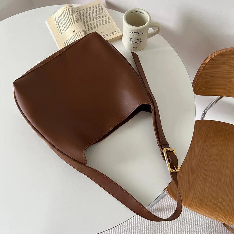 Women Bucket Shoulder Bags Pu Leather Large Capacity Composite Bag