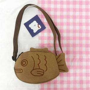 Cartoon Taiyaki Shoulder Bag Ugly Mini Canvas Handbag