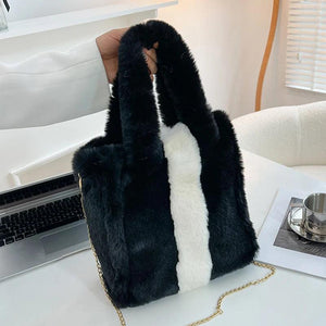 Winter Faux Fur Chain Shoulder Bag Large Crossbody
