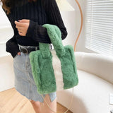 Winter Faux Fur Chain Shoulder Bag Large Crossbody