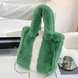 Winter Faux Fur Chain Shoulder Bag Large Crossbody