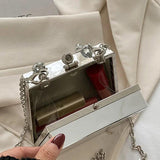 Silver PVC Box Bags Party Evening Clutch Chain Shoulder Crossbody Bags