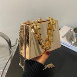 Silver PVC Box Bags Party Evening Clutch Chain Shoulder Crossbody Bags