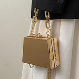 Silver PVC Box Bags Party Evening Clutch Chain Shoulder Crossbody Bags