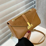 INS Women Patchwork Chain Suede Axillary Bags Handbags And Purses
