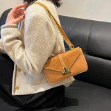 INS Women Patchwork Chain Suede Axillary Bags Handbags And Purses