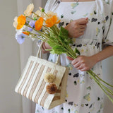 Bohemian Striped Straw Woven Totes Bags For Women Summer
