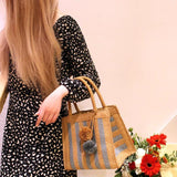 Bohemian Striped Straw Woven Totes Bags For Women Summer
