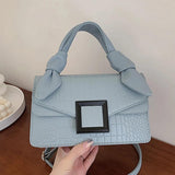 Green Crocodile Leather Flap Square Bag Shoulder Crossbody Handbag Purse