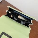 Green Crocodile Leather Flap Square Bag Shoulder Crossbody Handbag Purse