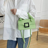 Green Crocodile Leather Flap Square Bag Shoulder Crossbody Handbag Purse