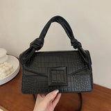 Green Crocodile Leather Flap Square Bag Shoulder Crossbody Handbag Purse