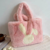 Plush Fur Handbag Solid Big Top Handle Bag Portable Travel Phone Bags