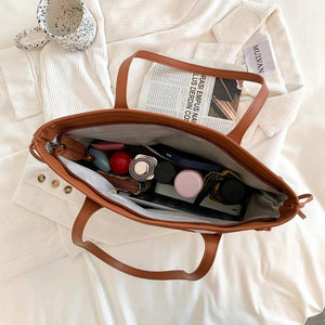 Large Capacity Leather Tote Bag for Women Printed Pattern Ladies Shoulder Bag