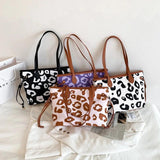 Large Capacity Leather Tote Bag for Women Printed Pattern Ladies Shoulder Bag