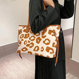 Large Capacity Leather Tote Bag for Women Printed Pattern Ladies Shoulder Bag
