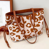 Large Capacity Leather Tote Bag for Women Printed Pattern Ladies Shoulder Bag