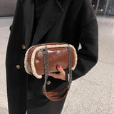 Faux Fur Crossbody Bag with Chain, Women's Clutch Handbag