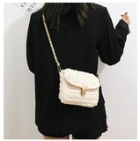 Woven Crossbody Bag for Women Chains Knitting Shoulder Bag Small Purse Tote