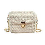 Woven Crossbody Bag for Women Chains Knitting Shoulder Bag Small Purse Tote