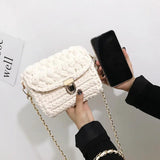 Woven Crossbody Bag for Women Chains Knitting Shoulder Bag Small Purse Tote