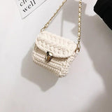 Woven Crossbody Bag for Women Chains Knitting Shoulder Bag Small Purse Tote
