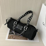 Girl Small Purses Handbags Chain Cylinder Side Bag Pillow Pattern Shoulder Bag