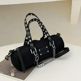 Girl Small Purses Handbags Chain Cylinder Side Bag Pillow Pattern Shoulder Bag