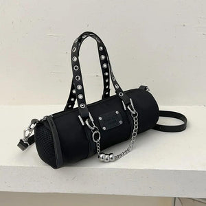 Girl Small Purses Handbags Chain Cylinder Side Bag Pillow Pattern Shoulder Bag