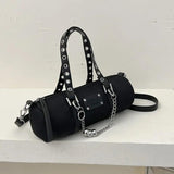 Girl Small Purses Handbags Chain Cylinder Side Bag Pillow Pattern Shoulder Bag