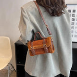 Plush Shoulder Bag Women Messenger Handbag Purse Pink Brown
