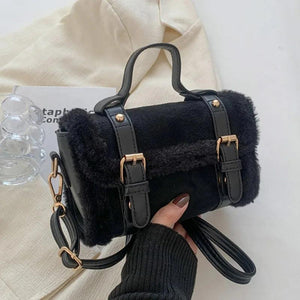 Plush Shoulder Bag Women Messenger Handbag Purse Pink Brown