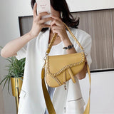 Small PU Leather Saddle Bag Women Shoulder Crossbody Handbag