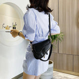 Small PU Leather Saddle Bag Women Shoulder Crossbody Handbag